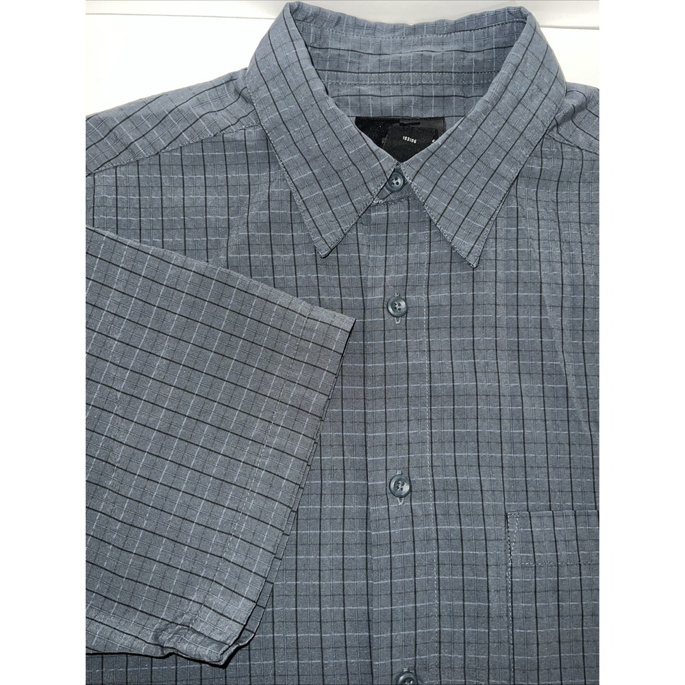 J. Ferrar Button Up Shirt Short Sleeve Gray Geometric Size S Small